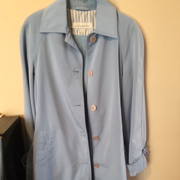 Liz Claiborne mid-length spring blue trench coat - Picture 8 of 9